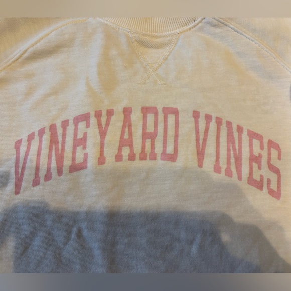 Vineyard Vines White Crew  Pullover with Pink Accents - Picture 3 of 4